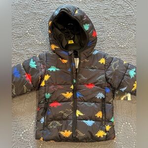 Okie Dokie Toddler Boys Black/Multi Dinosaur Packable Puffer Jacket NWT …